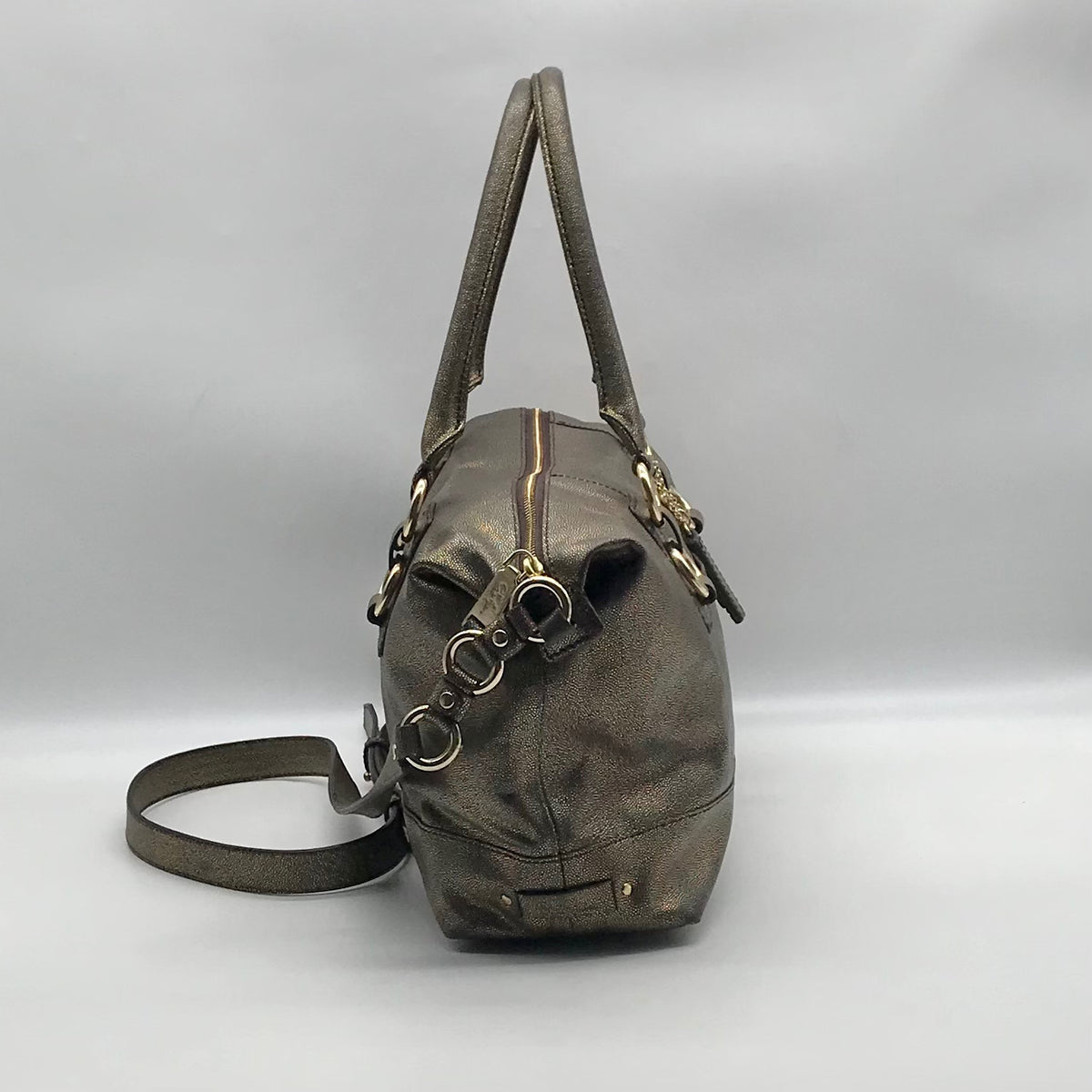 Cole Haan Metallic Bronze Leather Convertible Satchel