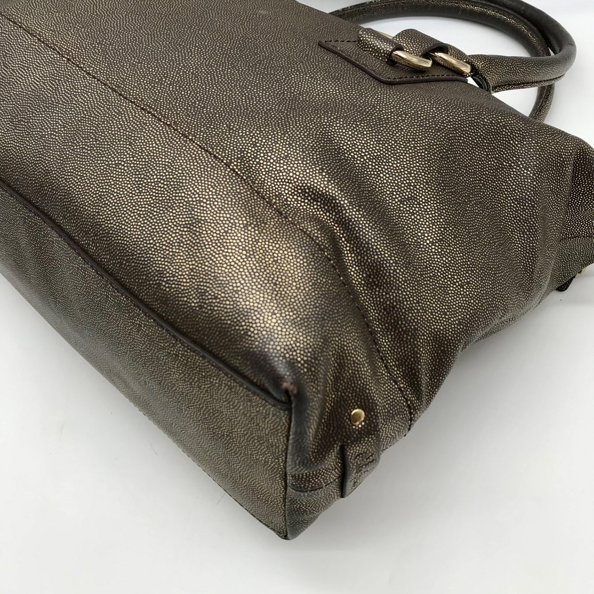 Cole Haan Metallic Bronze Leather Convertible Satchel