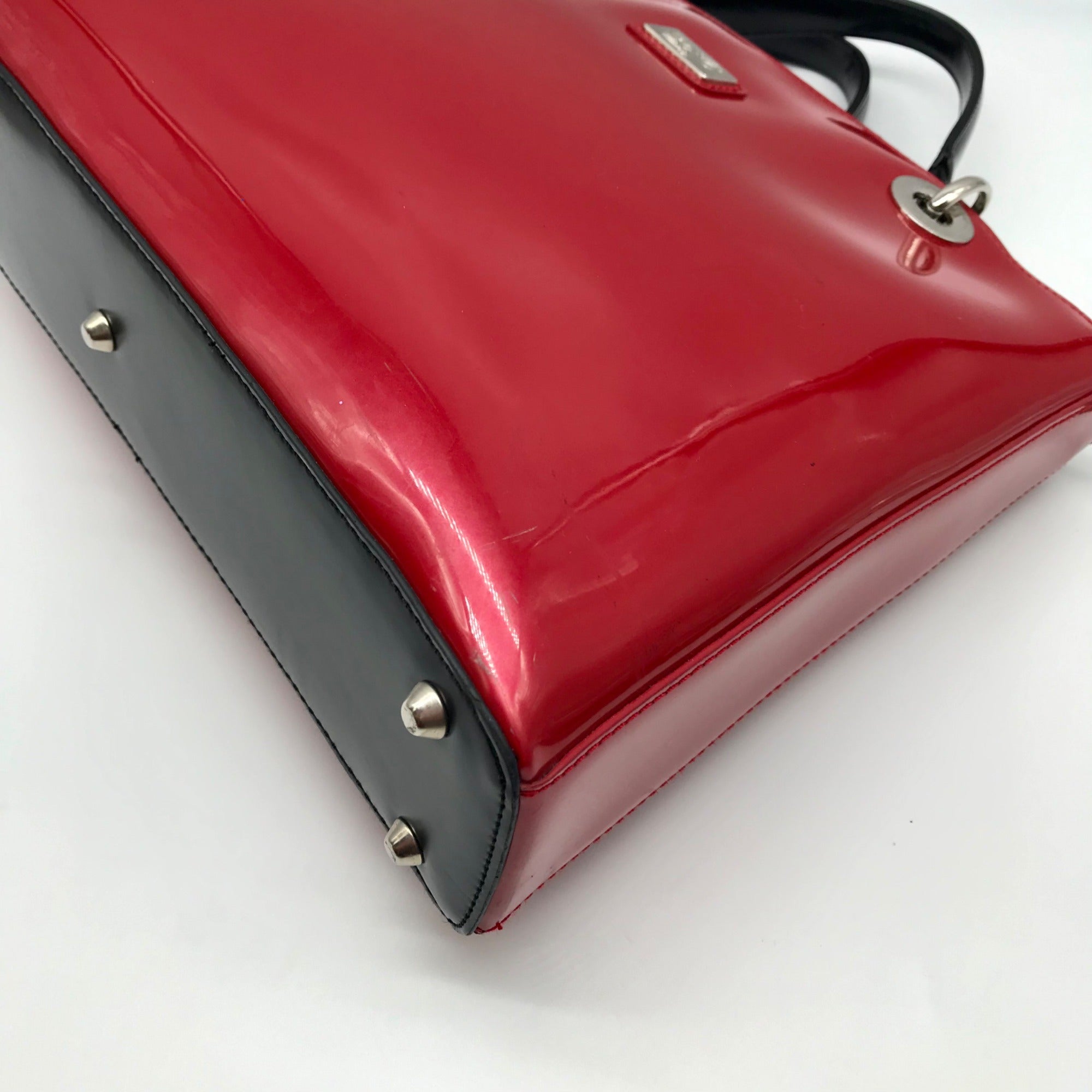 Beijo Red Patent Leather Briefcase Shoulder Bag