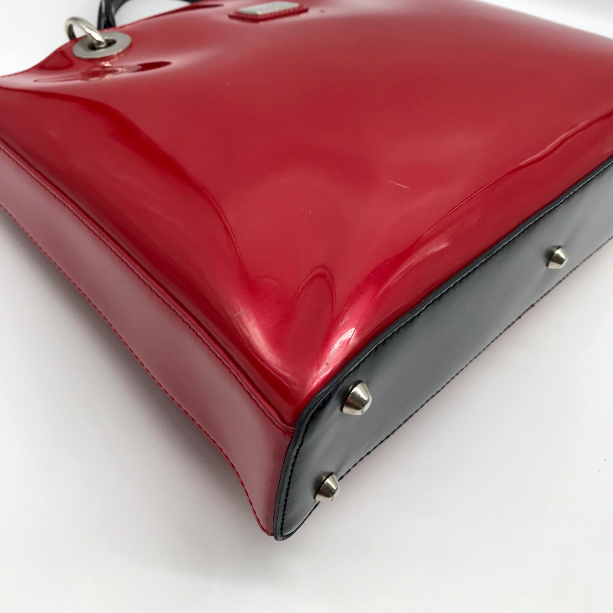 Beijo Red Patent Leather Briefcase Shoulder Bag