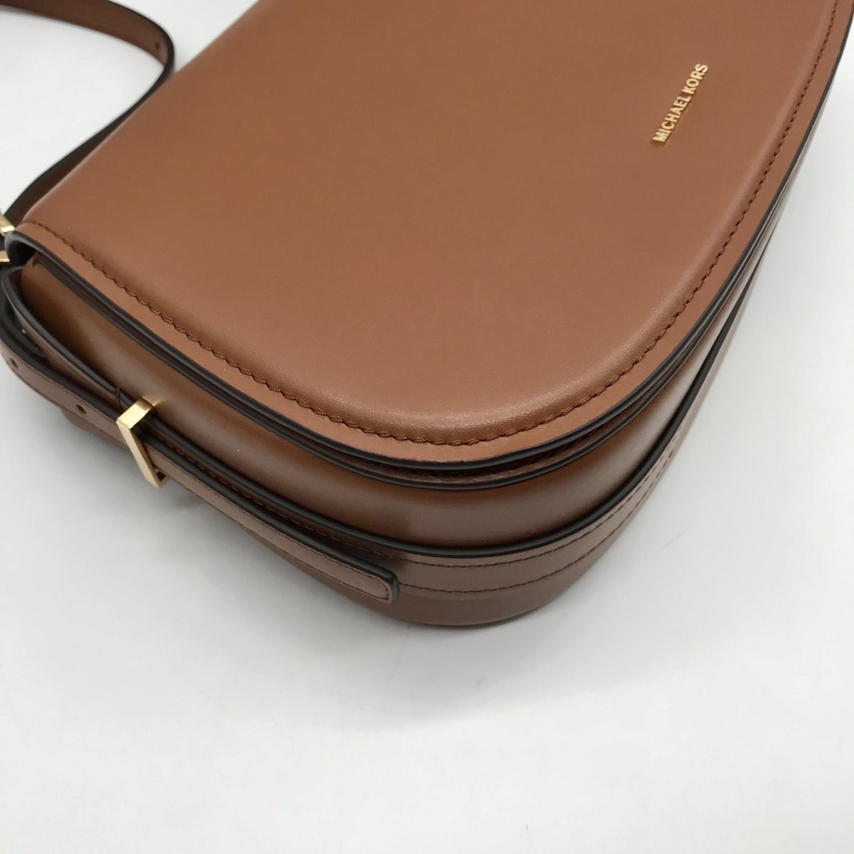 Michael Kors Luggage Brown Leather Lydia Flap Messenger Crossbody Bag
