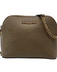 Michael Kors Large Cindy Taupe Saffiano Leather Domed Crossbody