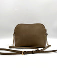 Michael Kors Large Cindy Taupe Saffiano Leather Domed Crossbody