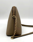 Michael Kors Large Cindy Taupe Saffiano Leather Domed Crossbody