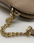 Michael Kors Large Cindy Taupe Saffiano Leather Domed Crossbody