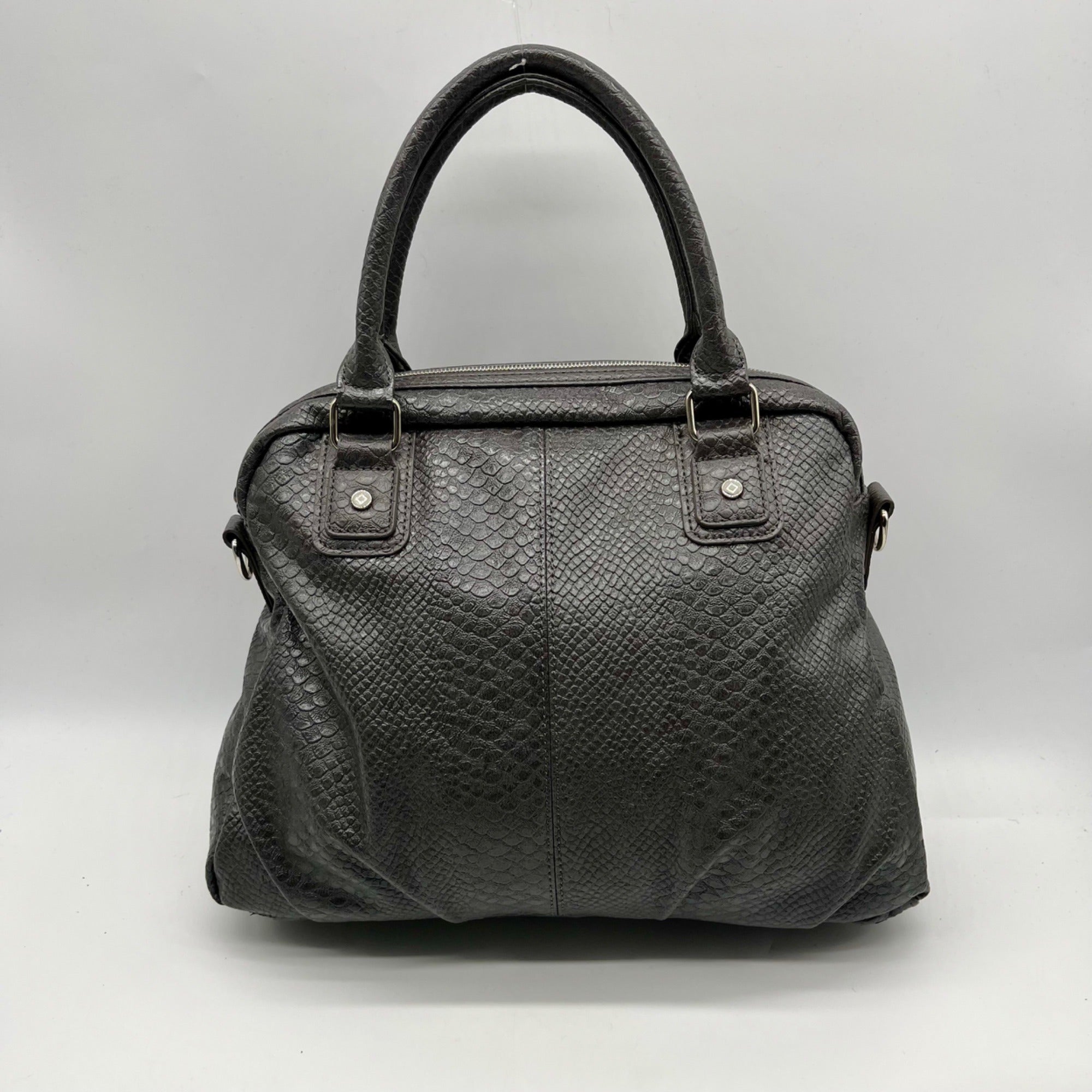 Jewell Grey Faux Snakeskin Shoulder Bag