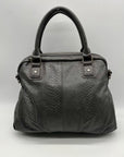 Jewell Grey Faux Snakeskin Shoulder Bag
