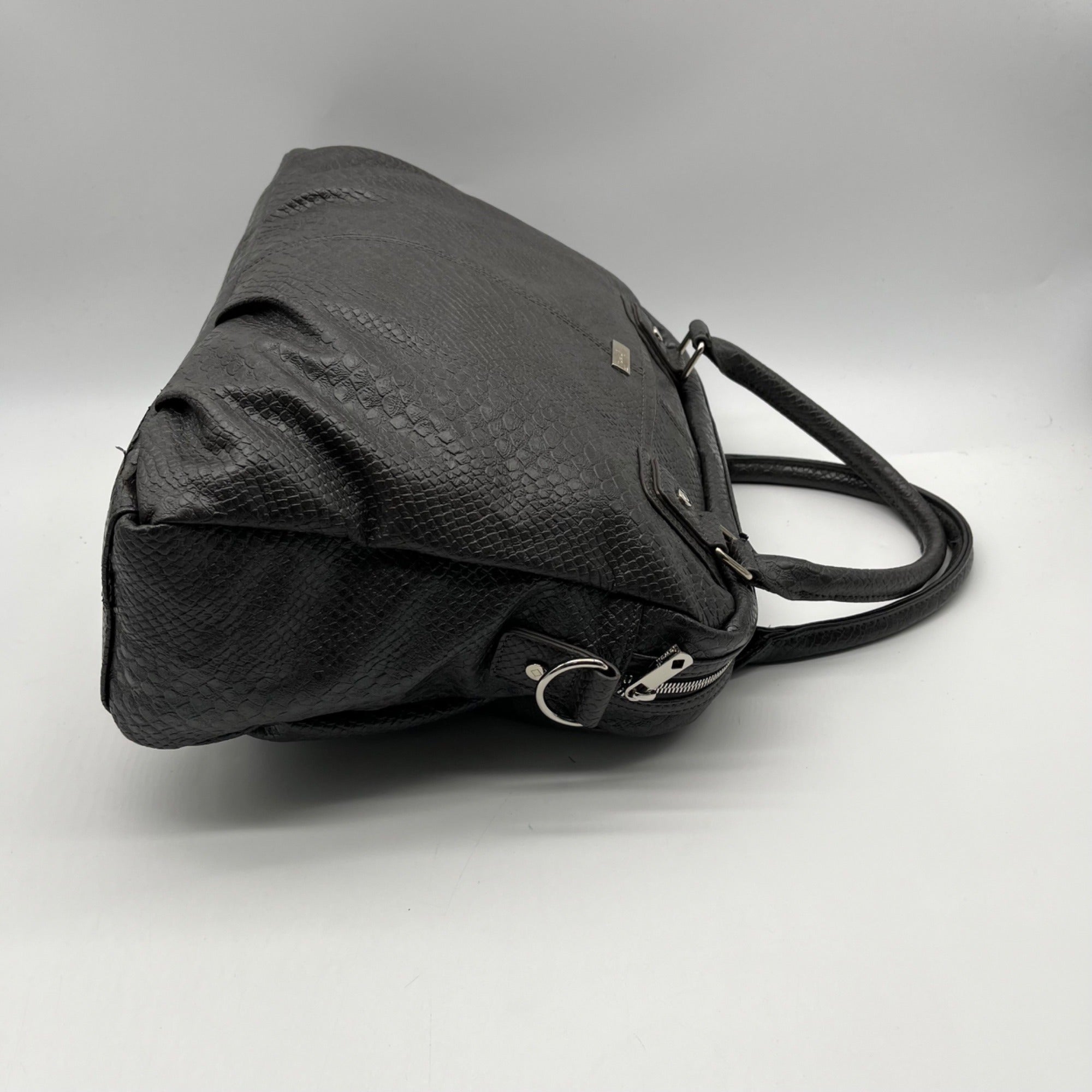 Jewell Grey Faux Snakeskin Shoulder Bag