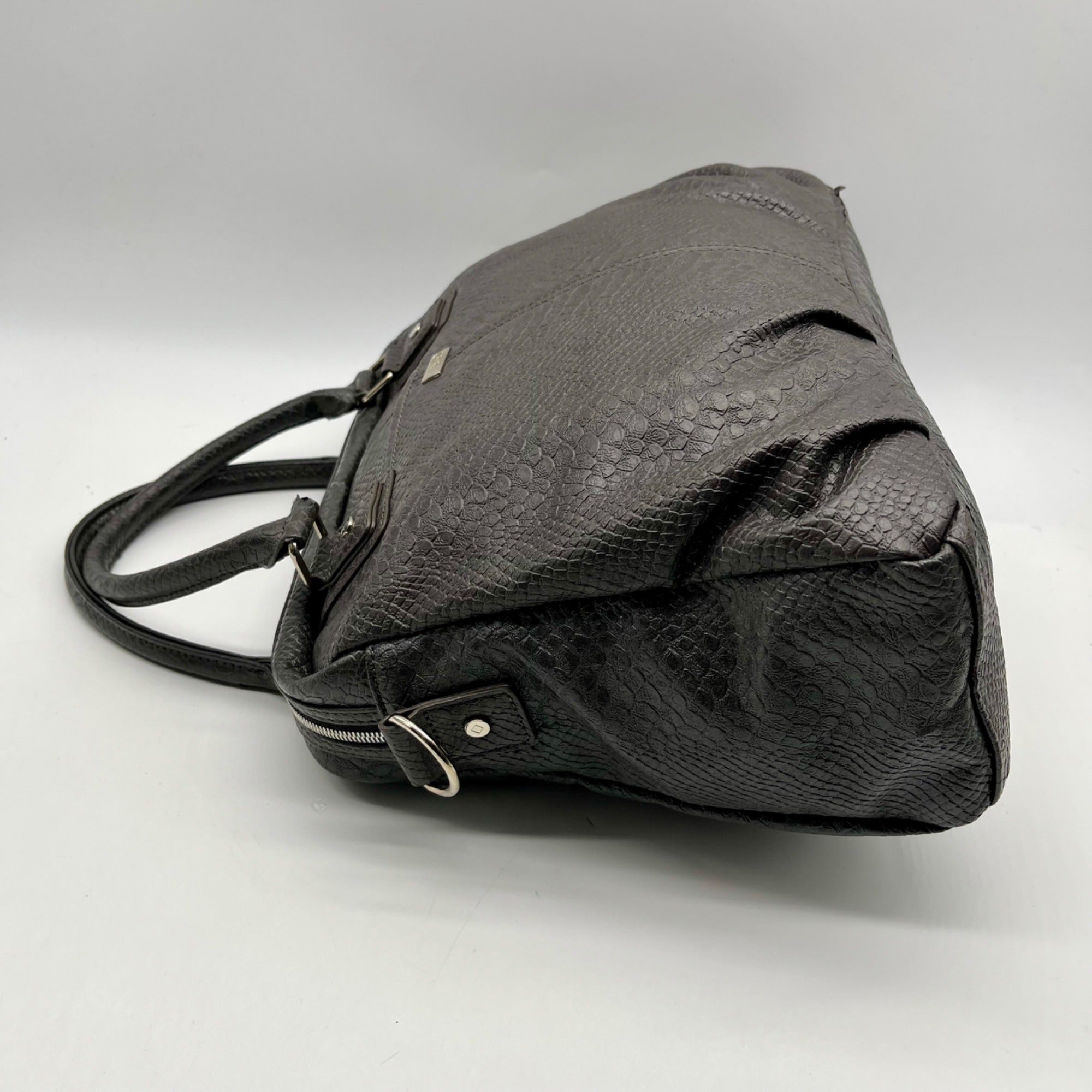 Jewell Grey Faux Snakeskin Shoulder Bag