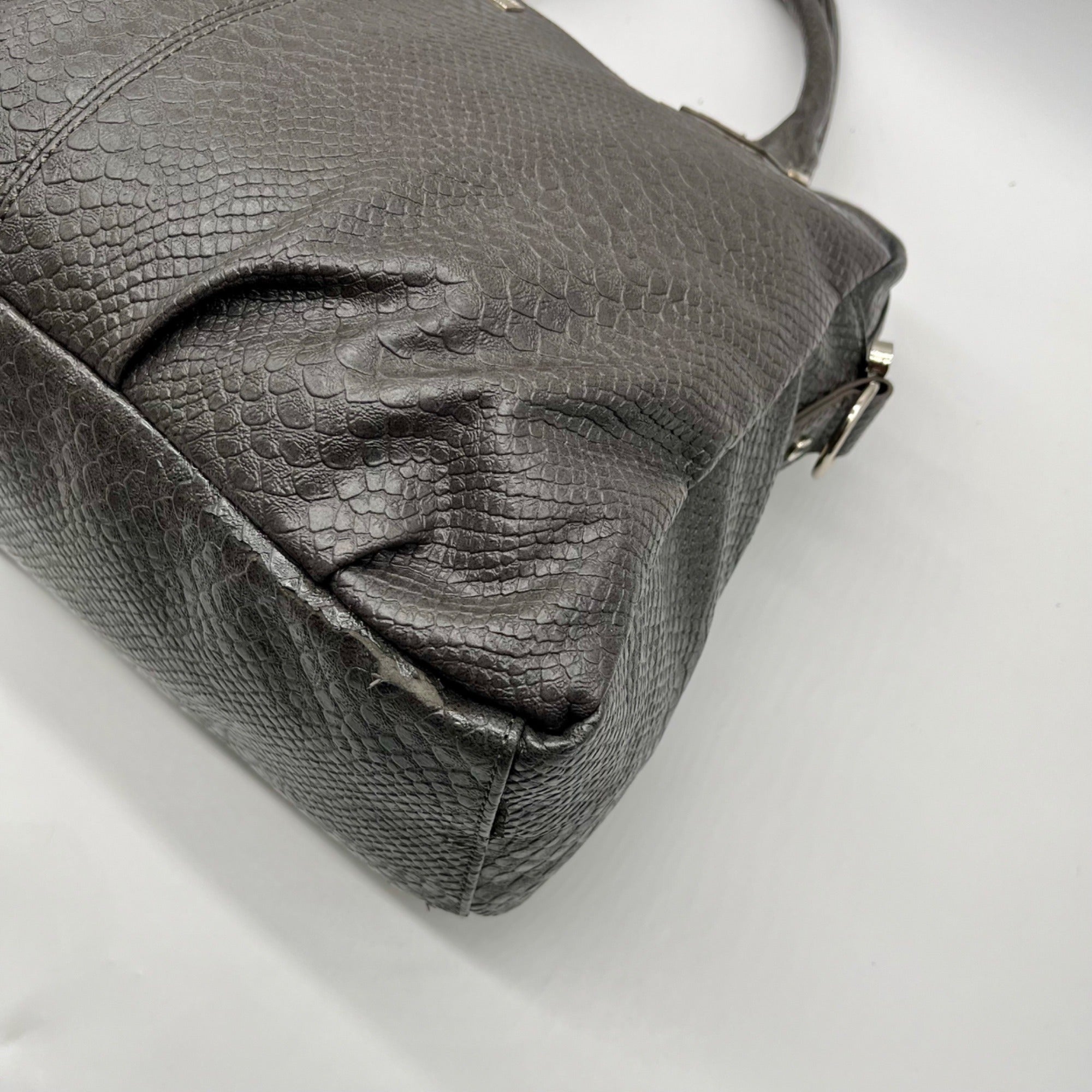Jewell Grey Faux Snakeskin Shoulder Bag