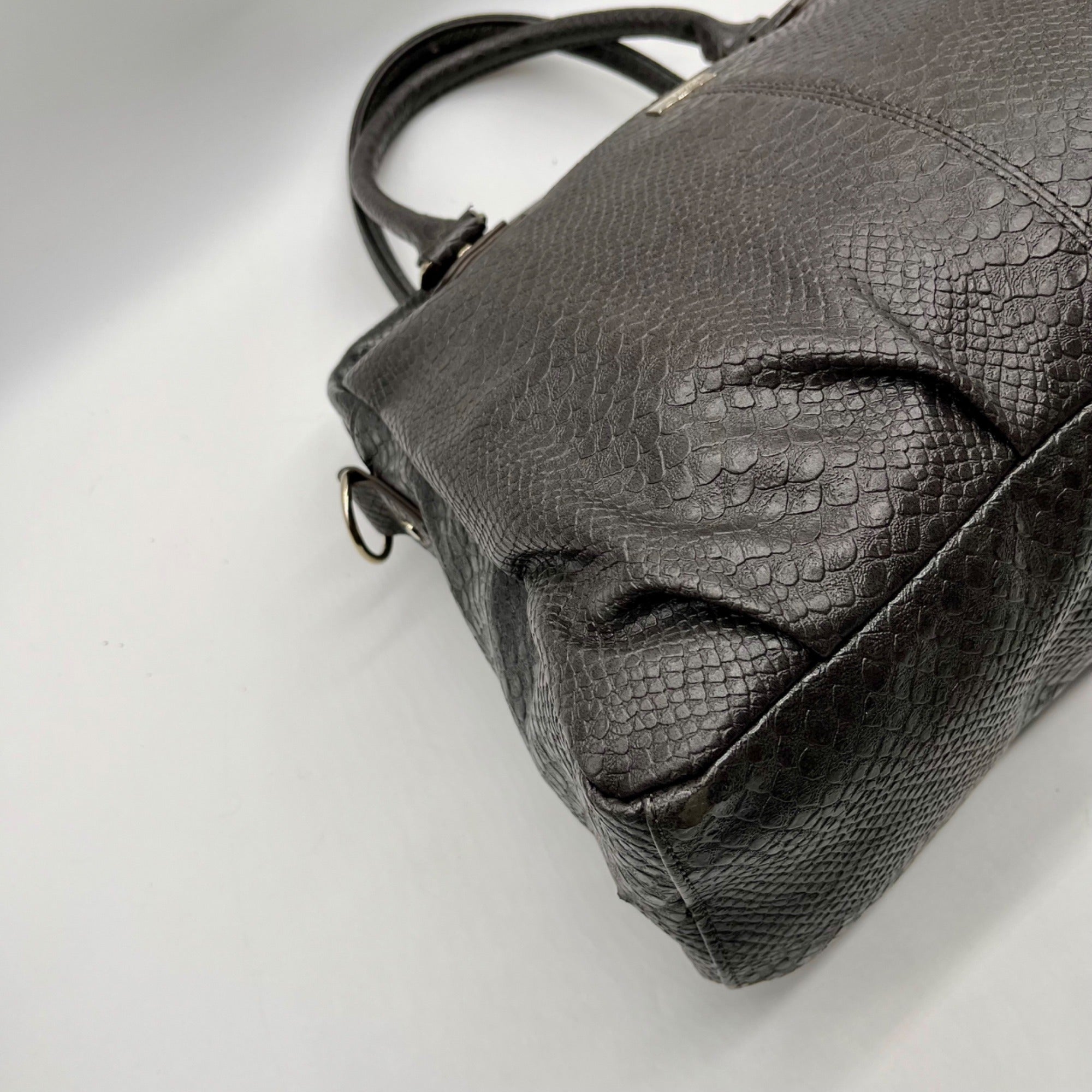 Jewell Grey Faux Snakeskin Shoulder Bag