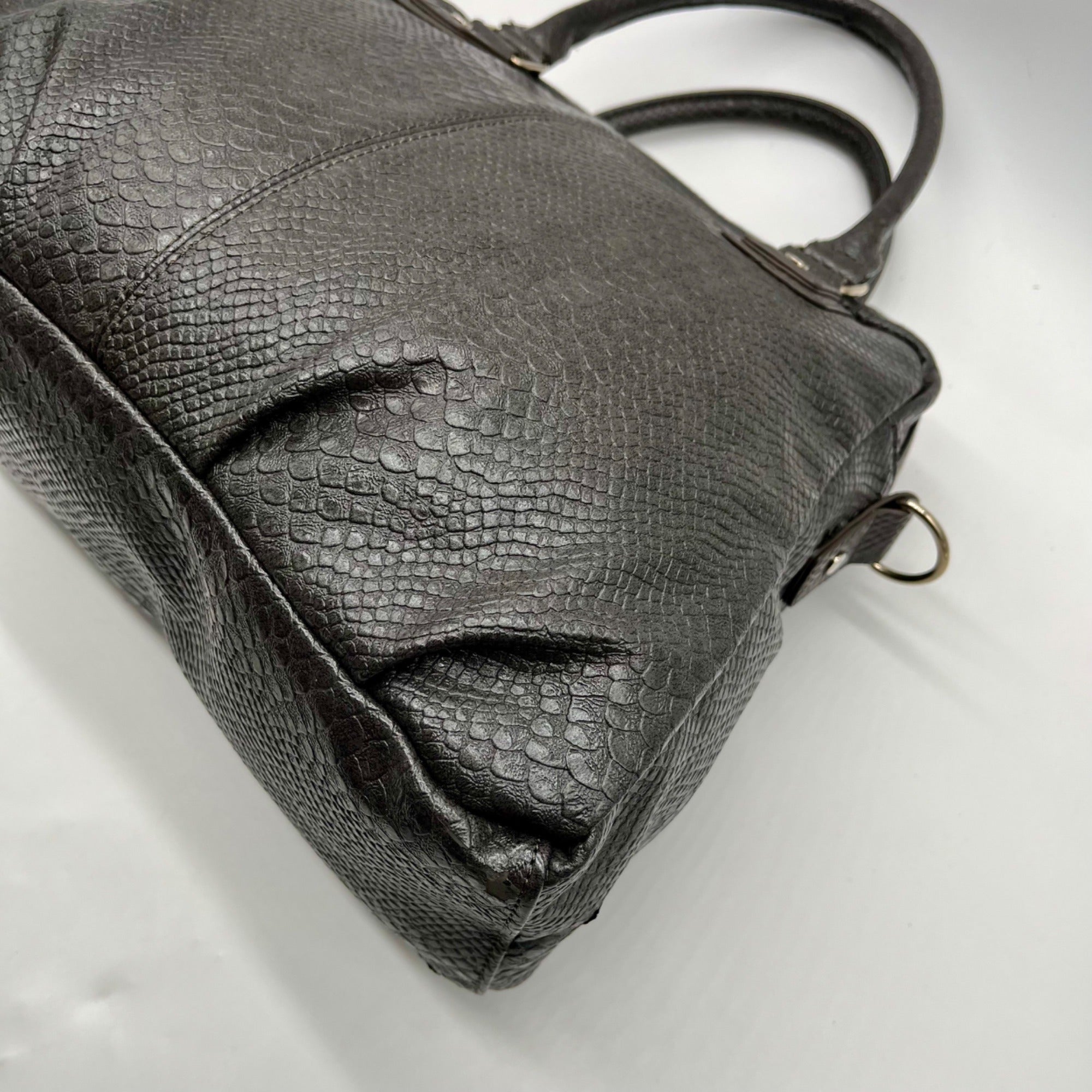 Jewell Grey Faux Snakeskin Shoulder Bag