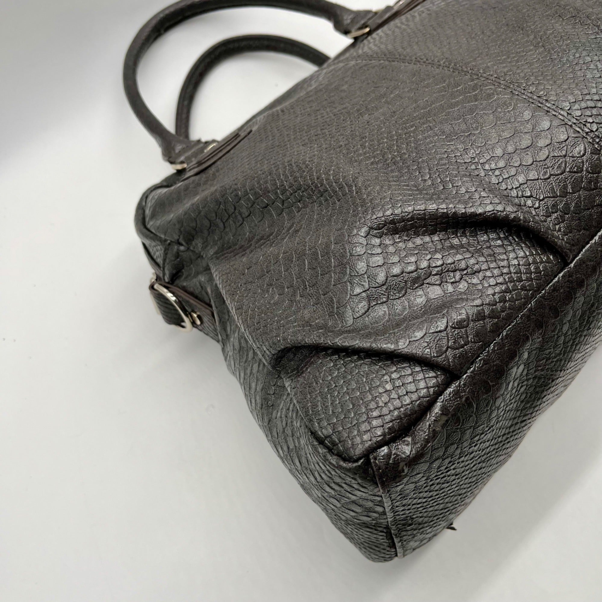 Jewell Grey Faux Snakeskin Shoulder Bag