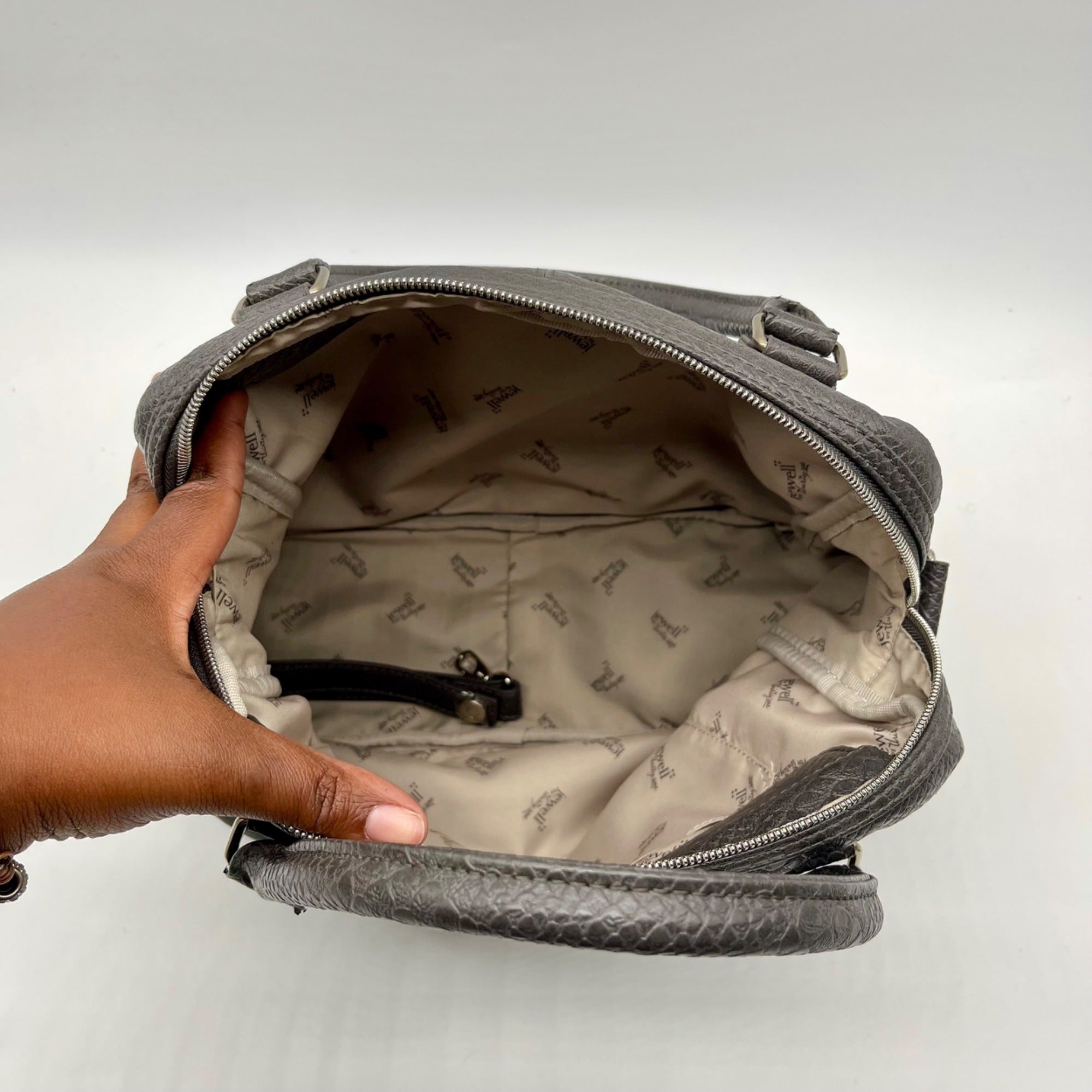 Jewell Grey Faux Snakeskin Shoulder Bag
