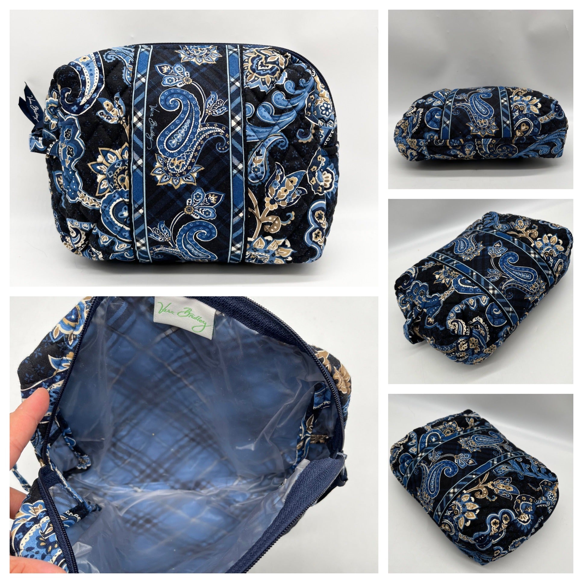 Vera Bradley Navy Blue Windsor Tote Bag With Pouch
