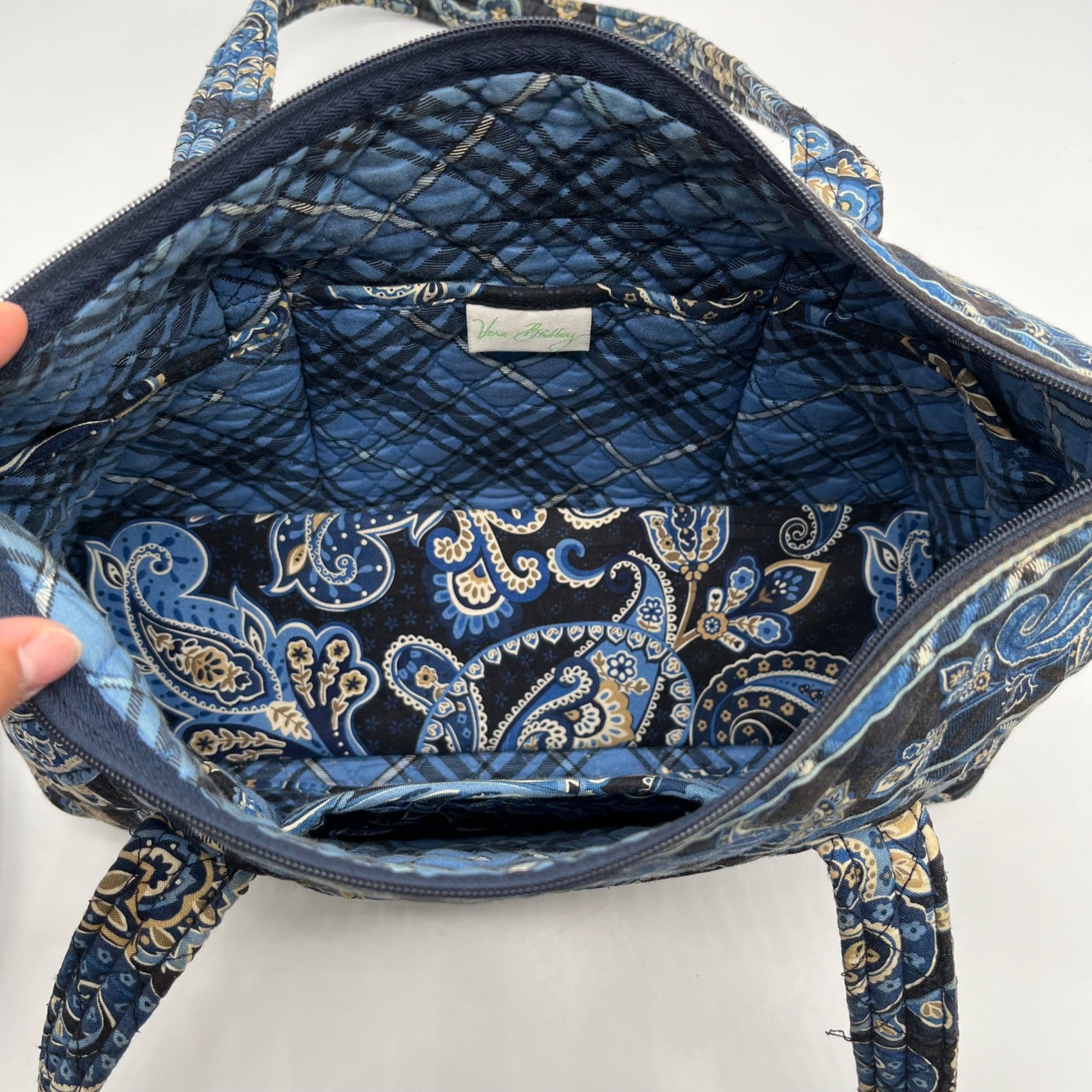 Vera Bradley Navy Blue Windsor Tote Bag With Pouch