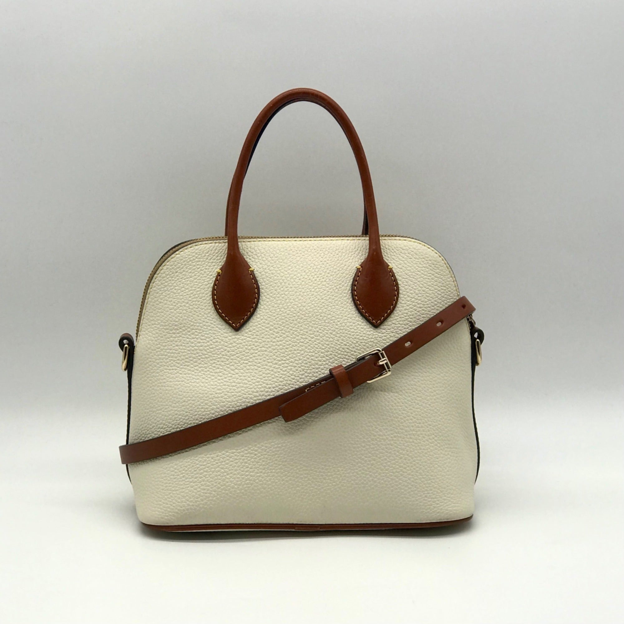 Dooney &amp; Bourke Cream Pebbled Leather Dome Satchel