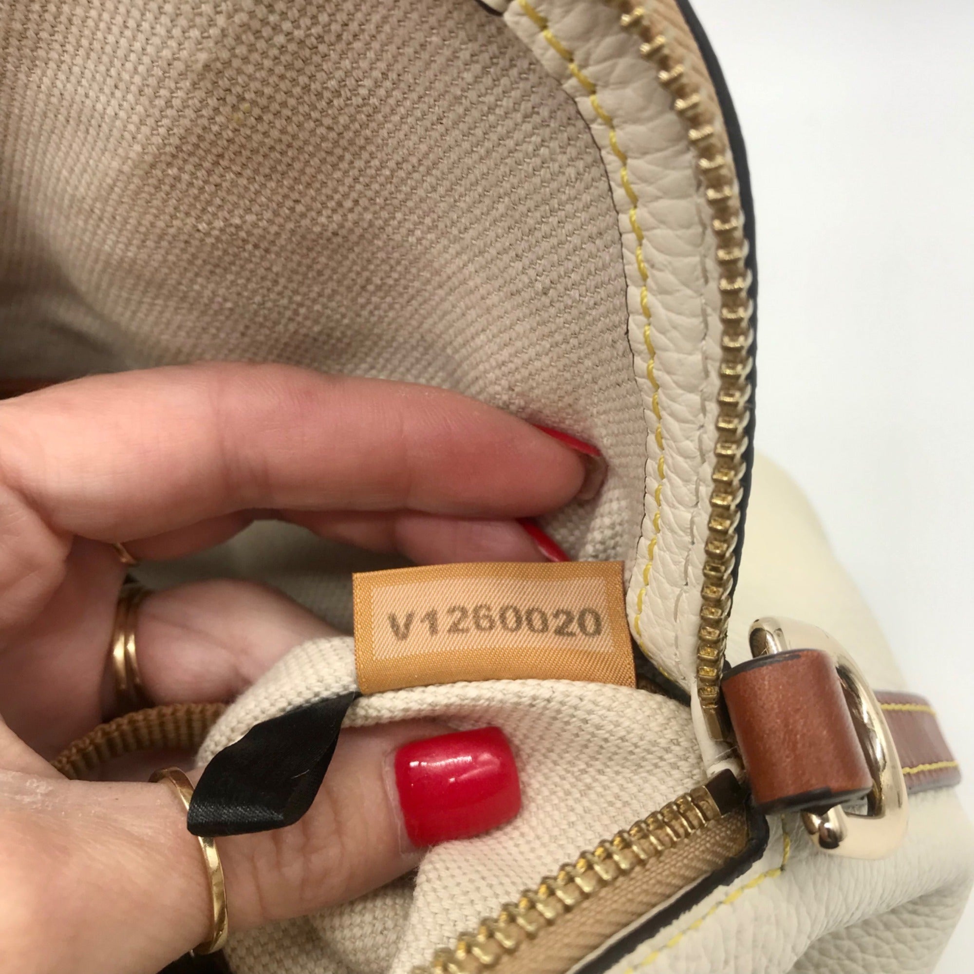 Dooney &amp; Bourke Cream Pebbled Leather Dome Satchel