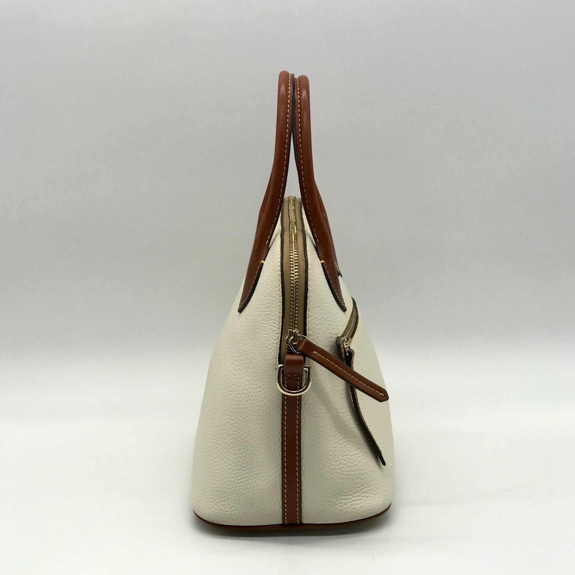 Dooney &amp; Bourke Cream Pebbled Leather Dome Satchel