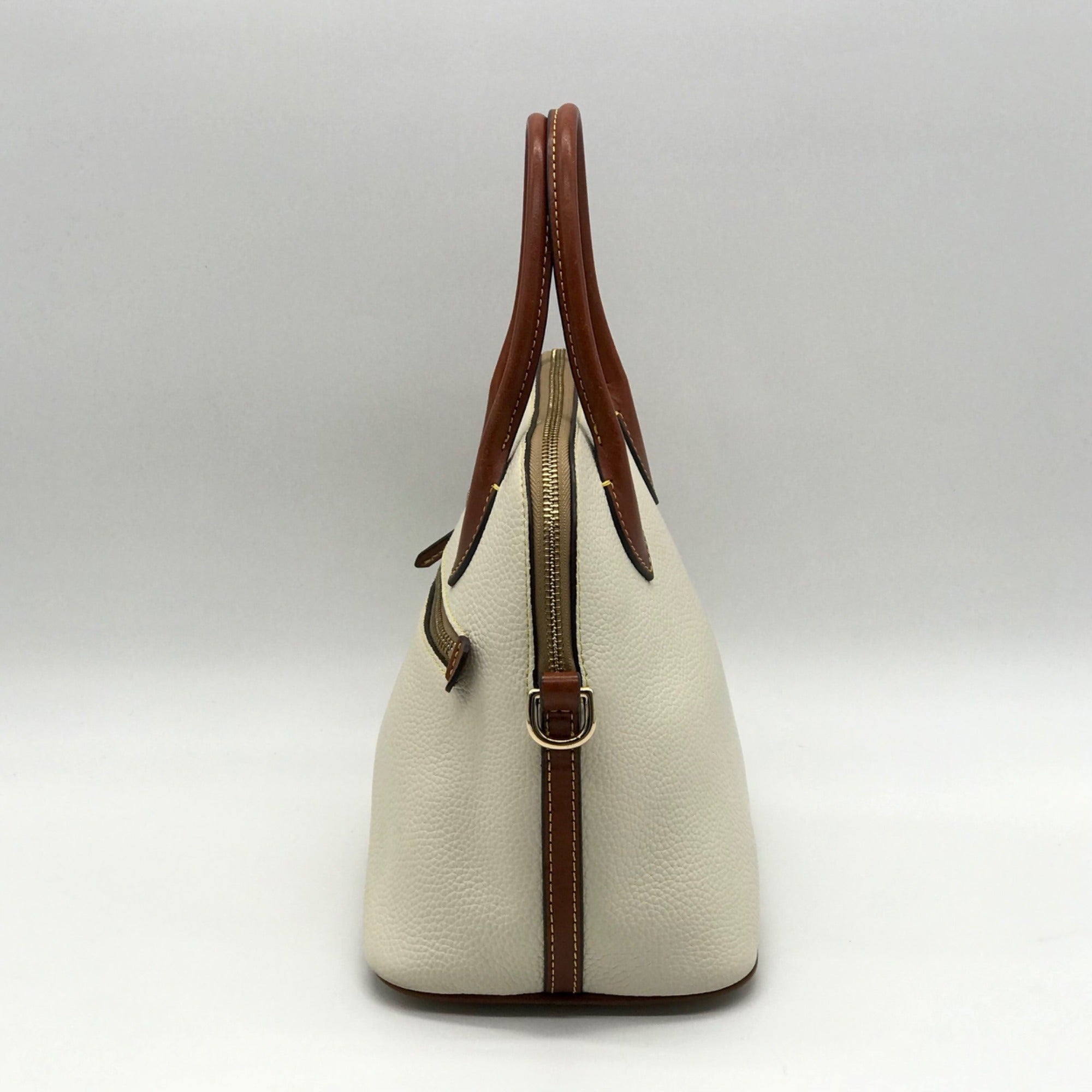 Dooney &amp; Bourke Cream Pebbled Leather Dome Satchel