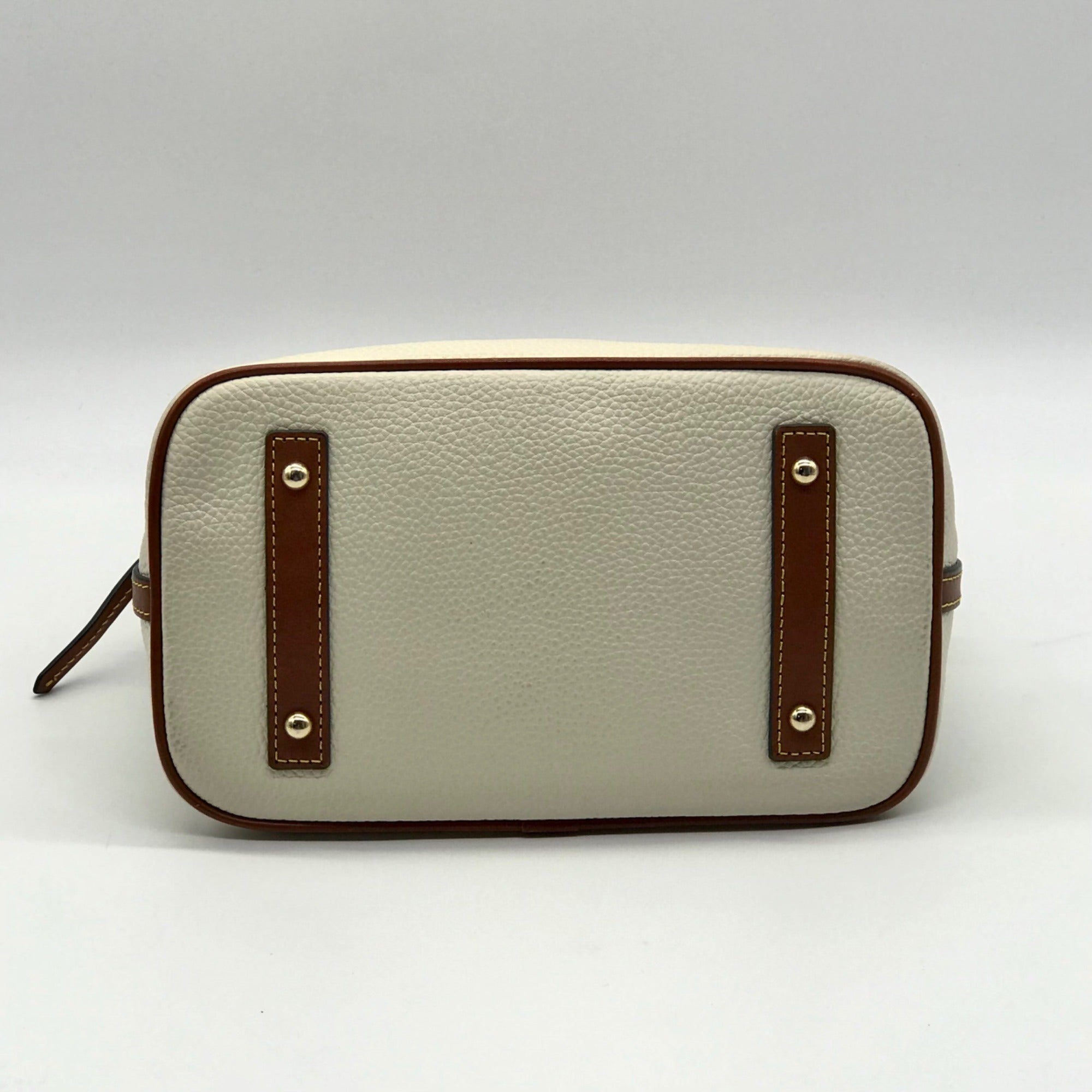 Dooney &amp; Bourke Cream Pebbled Leather Dome Satchel
