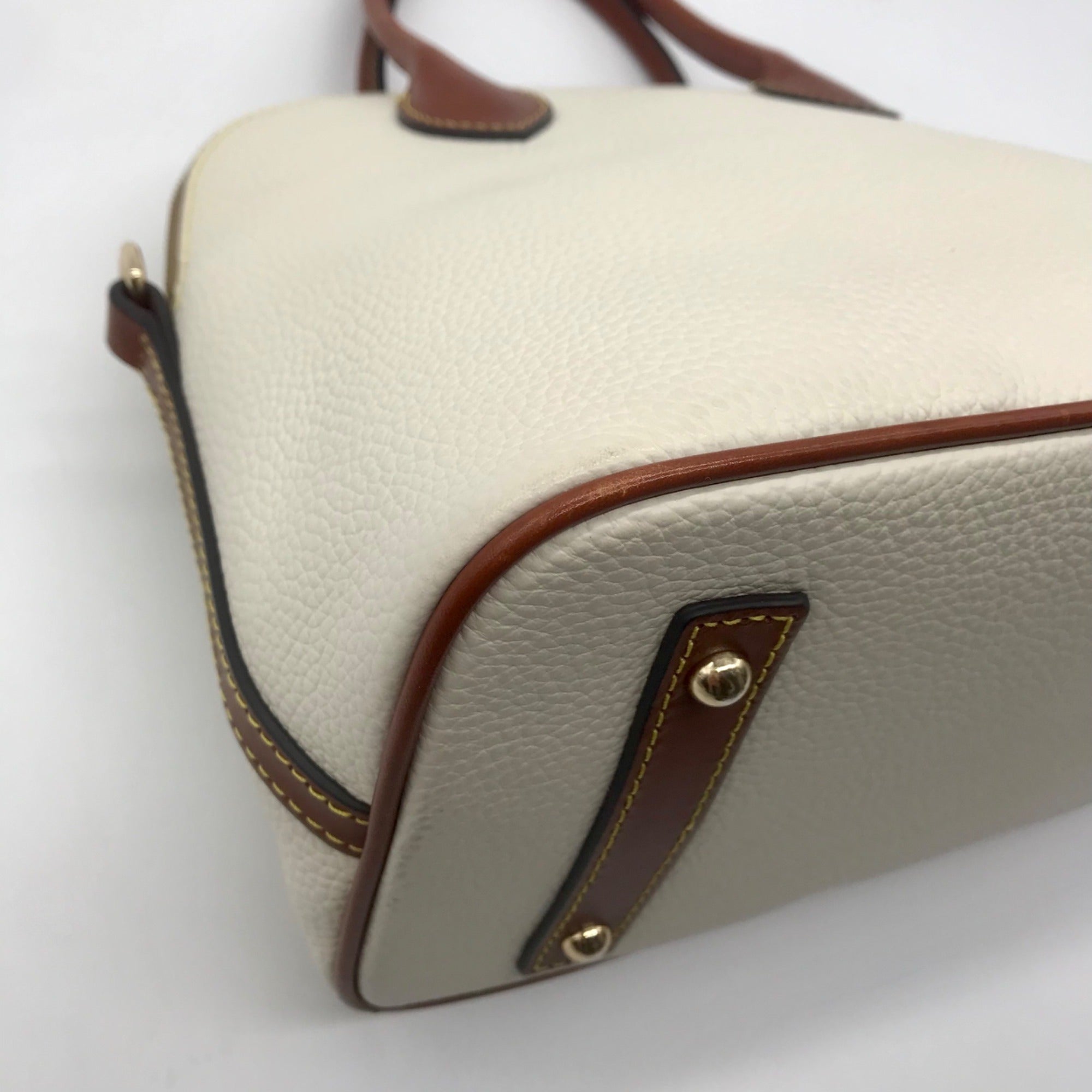 Dooney &amp; Bourke Cream Pebbled Leather Dome Satchel
