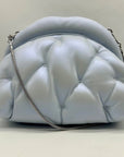 Kate Spade Light Blue Pearlized Leather Quilted Cloud Crossbody Clutch