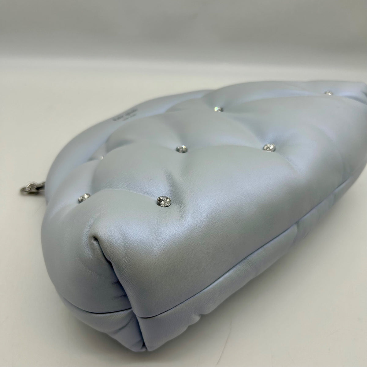 Kate Spade Light Blue Pearlized Leather Quilted Cloud Crossbody Clutch