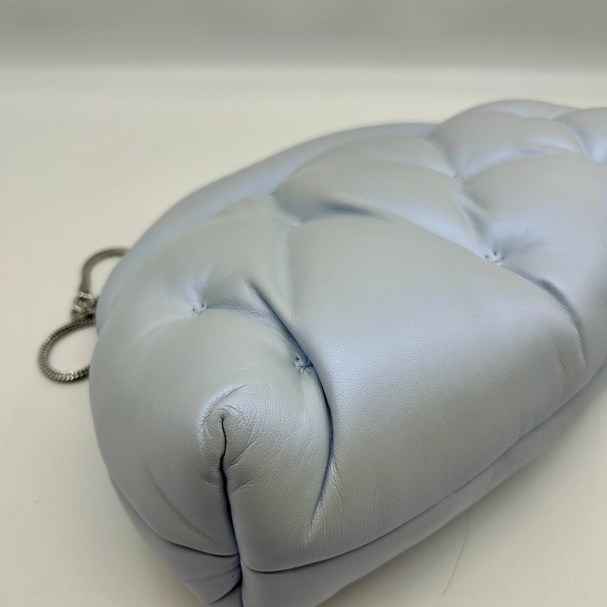 Kate Spade Light Blue Pearlized Leather Quilted Cloud Crossbody Clutch