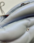 Kate Spade Light Blue Pearlized Leather Quilted Cloud Crossbody Clutch