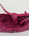 Fossil Pink Monogram Jacquard Triple Compartment Shoulder Bag