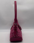 Fossil Pink Monogram Jacquard Triple Compartment Shoulder Bag