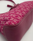 Fossil Pink Monogram Jacquard Triple Compartment Shoulder Bag