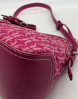 Fossil Pink Monogram Jacquard Triple Compartment Shoulder Bag