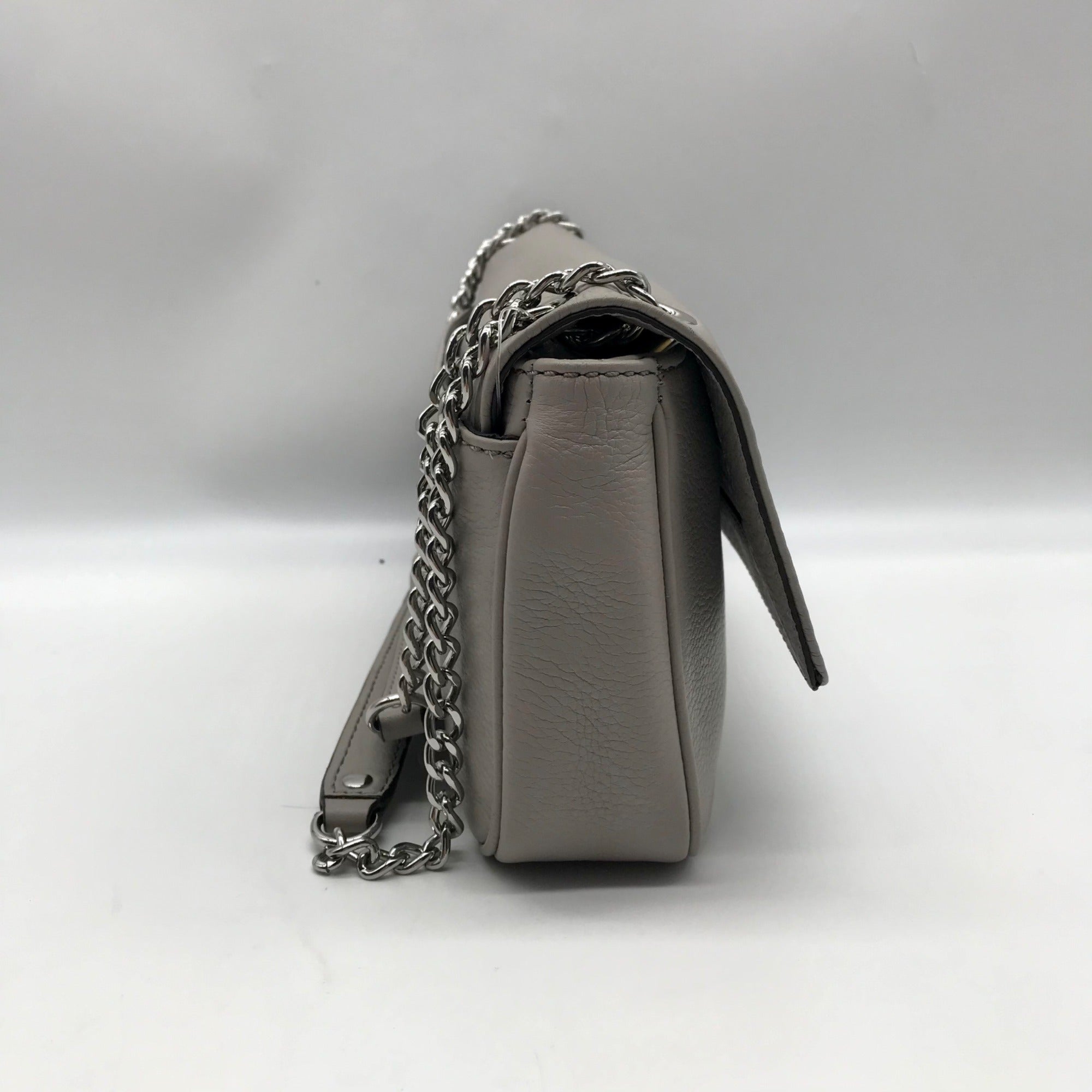 Michael Kors Gray Leather Fulton Shoulder Flap Crossbody Bag