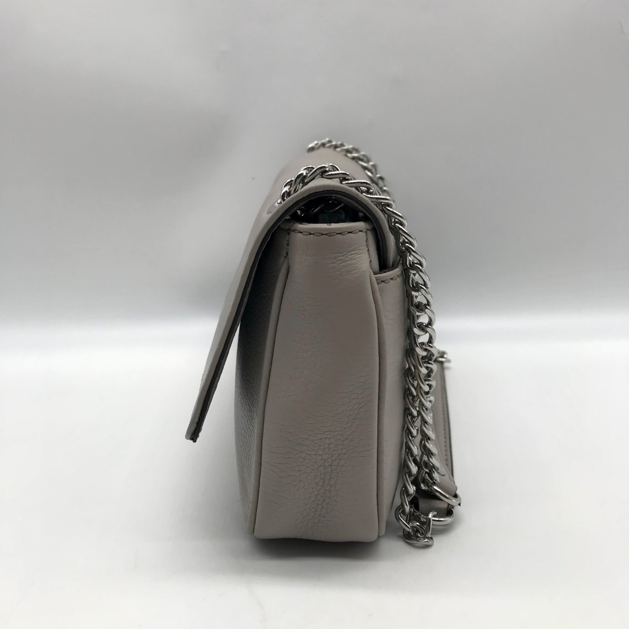 Michael Kors Gray Leather Fulton Shoulder Flap Crossbody Bag