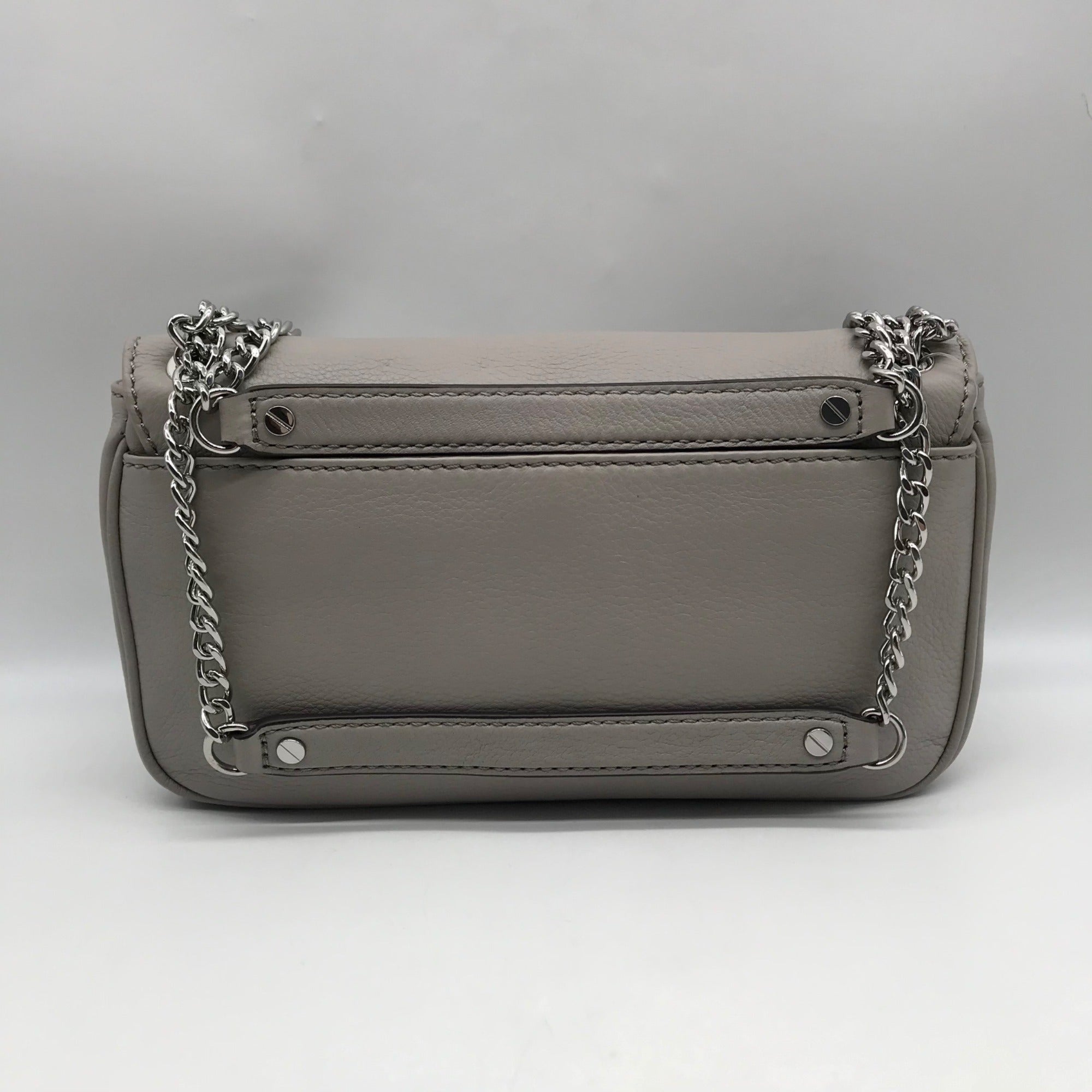 Michael Kors Gray Leather Fulton Shoulder Flap Crossbody Bag