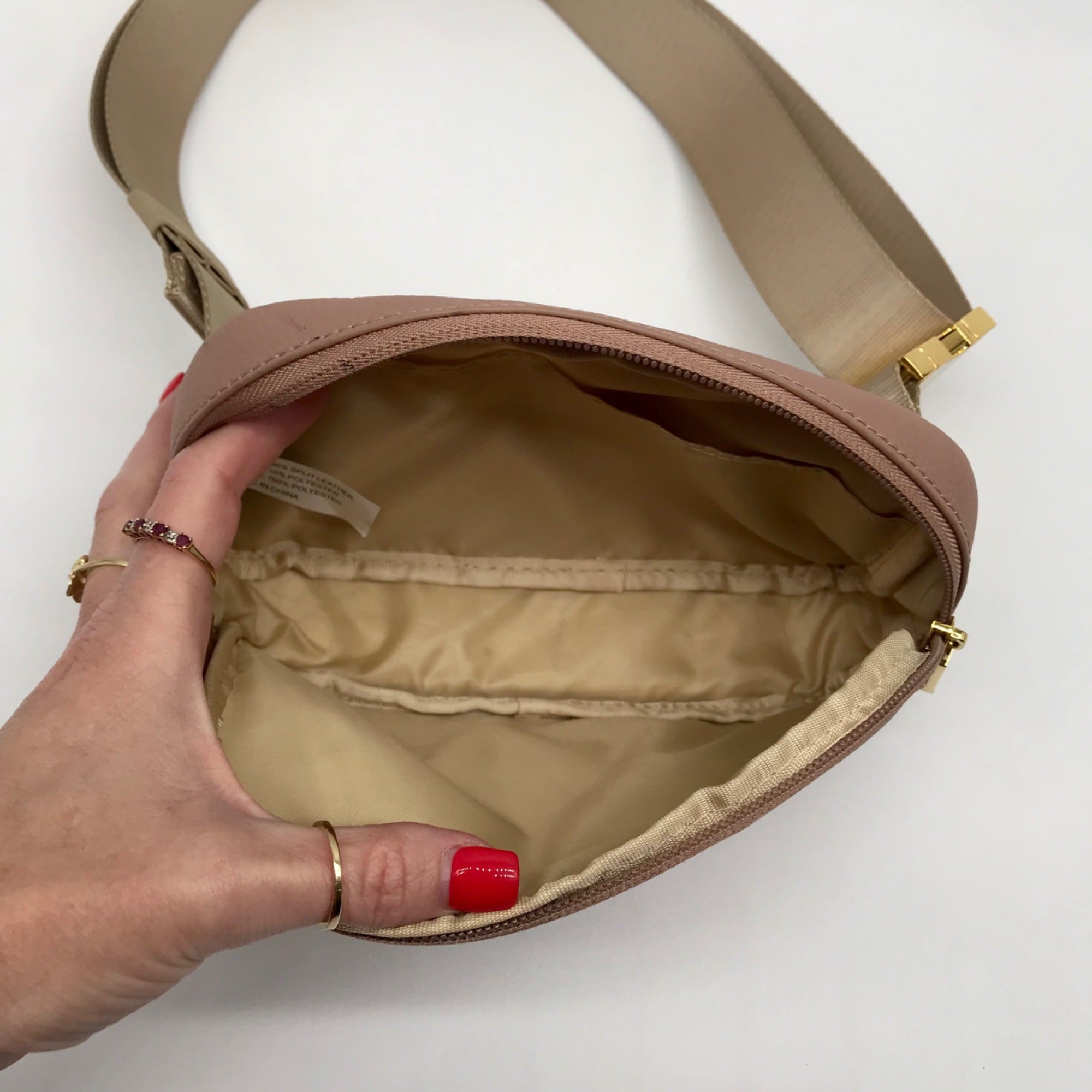Joy Mangano Rose Gold Faux Leather Waist Bag