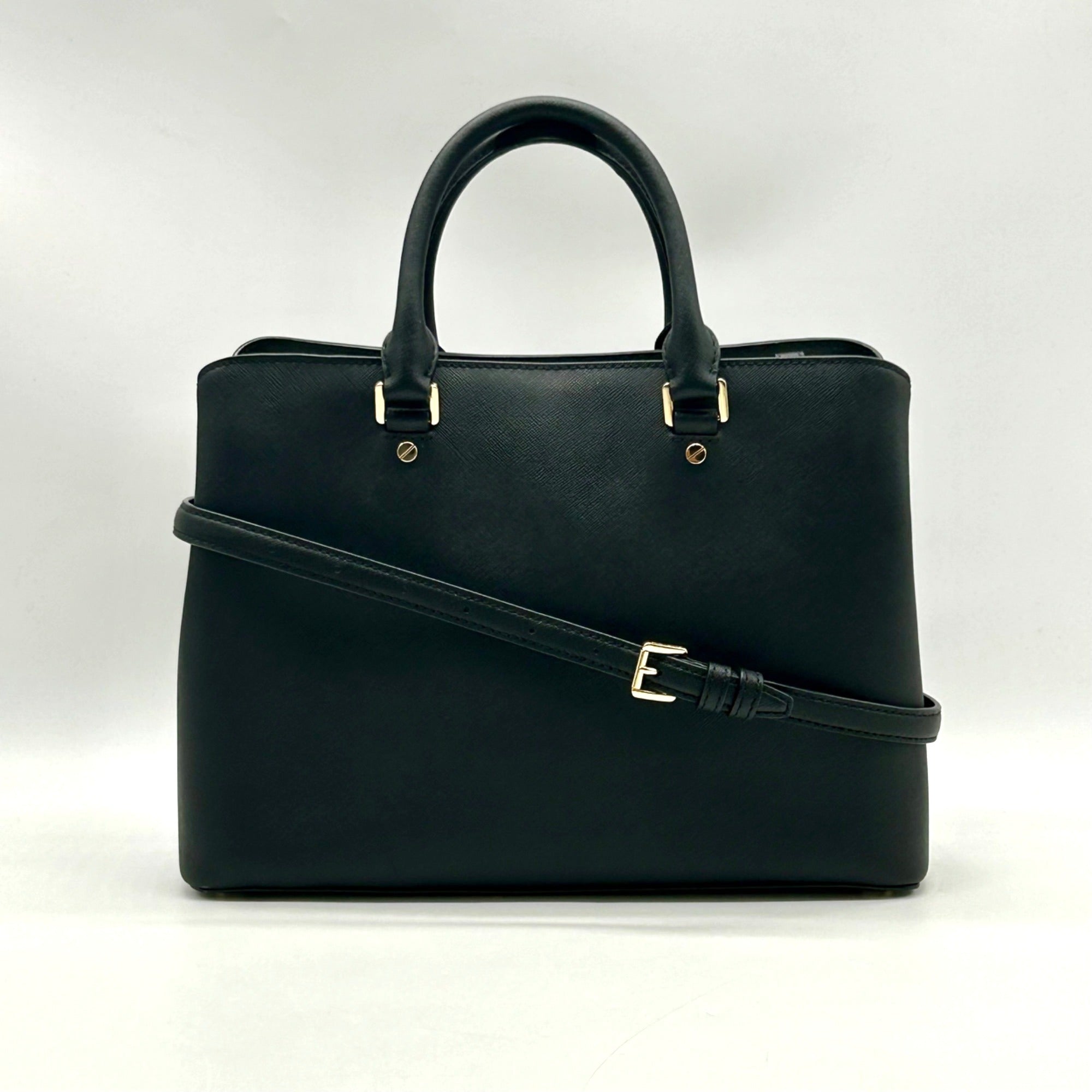 Michael Kors Black Saffiano Leather Middle Zip Savannah Convertible Tote