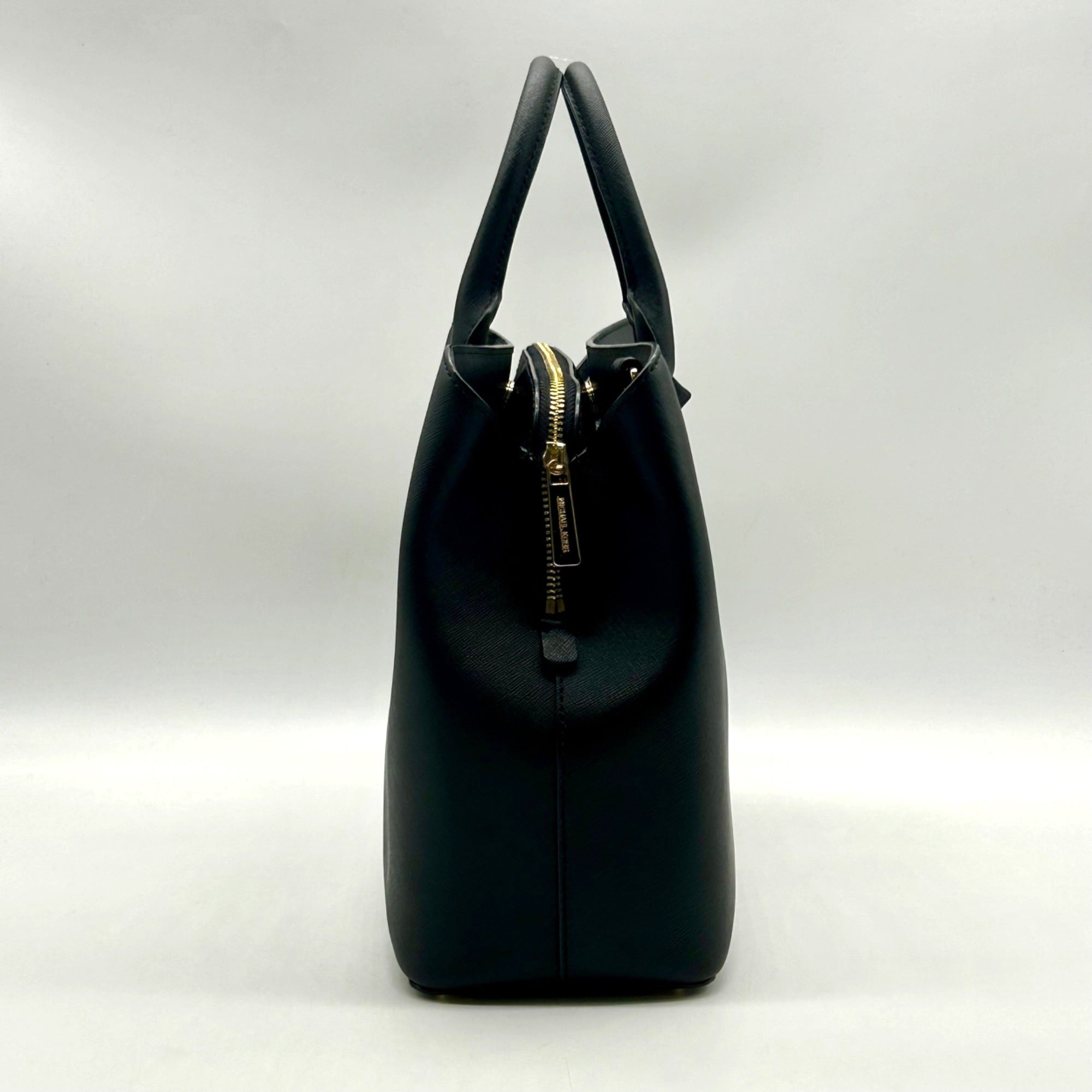Michael Kors Black Saffiano Leather Middle Zip Savannah Convertible Tote