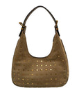 Michael Kors Husk Pebbled Leather Studded Nolita Hobo Shoulder Bag