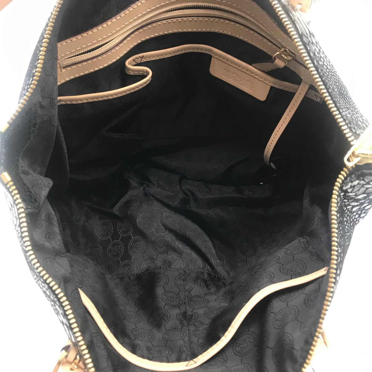 Michael Kors Black Snake Embossed Leather Shoulder Bag