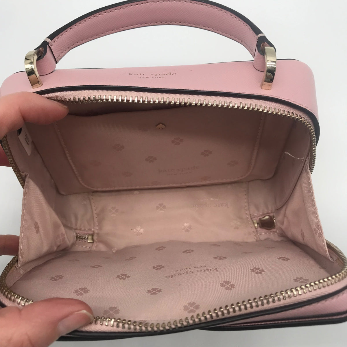 Kate Spade Light Pink Saffiano Leather Mini Vanity Top Handle Bag
