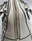 Michael Kors White Saffiano Leather Studded Satchel