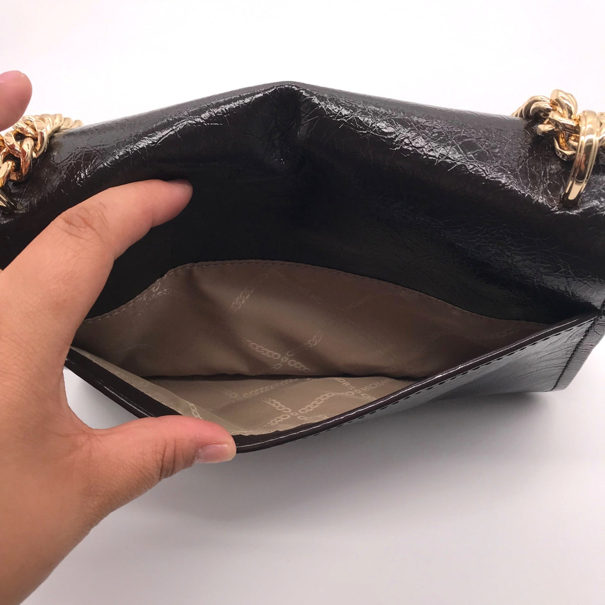 Michael Kors Chocolate Suede &amp; Leather Claire Shoulder Bag