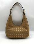 Michael Kors Husk Pebbled Leather Studded Nolita Hobo Shoulder Bag