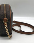 Michael Kors Brown Monogram Coated Canvas Jet Set Oval Crossbody