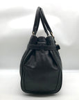 Michael Kors Black Leather Belted Hudson Convertible Shoulder Bag