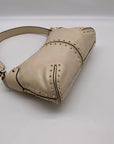 Michael Kors Ivory White Studded Leather Astor Pouchette