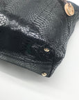 Michael Kors Black Snake Embossed Leather Shoulder Bag